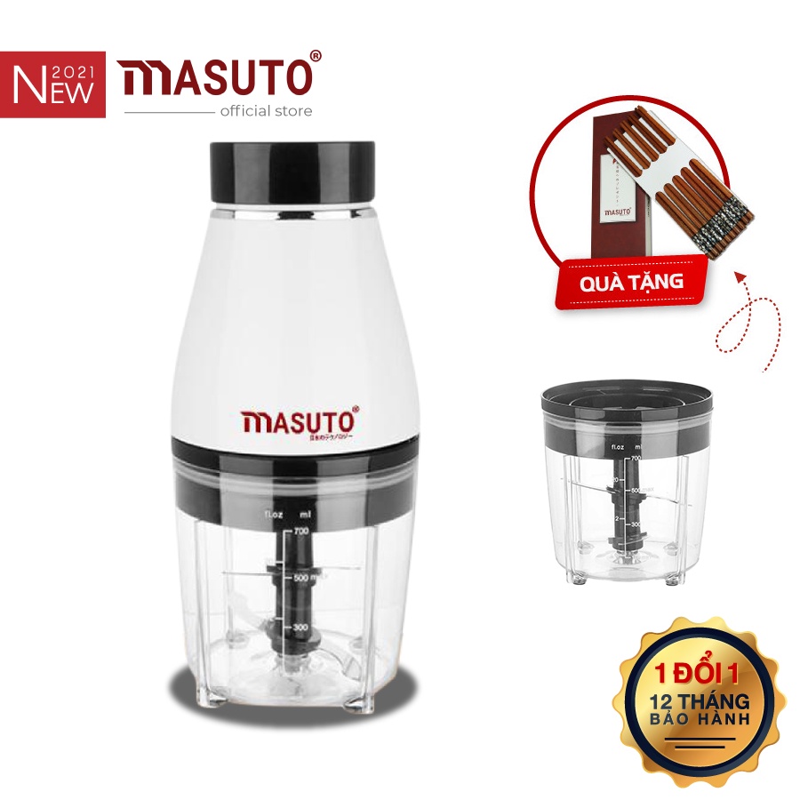 Máy xay sinh tố đa năng Masuto 0,6L say đá hạt siêu nhuyễn mịn chỉ 10s Combo cối nhựa cường lực