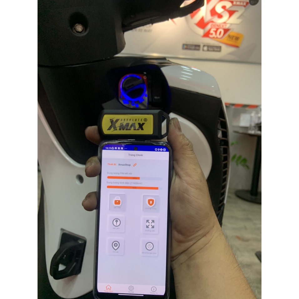 Smartkey Xmax 5.0 S2 dành cho SHVN bảo vệ xe bằng Smartphone và Remote