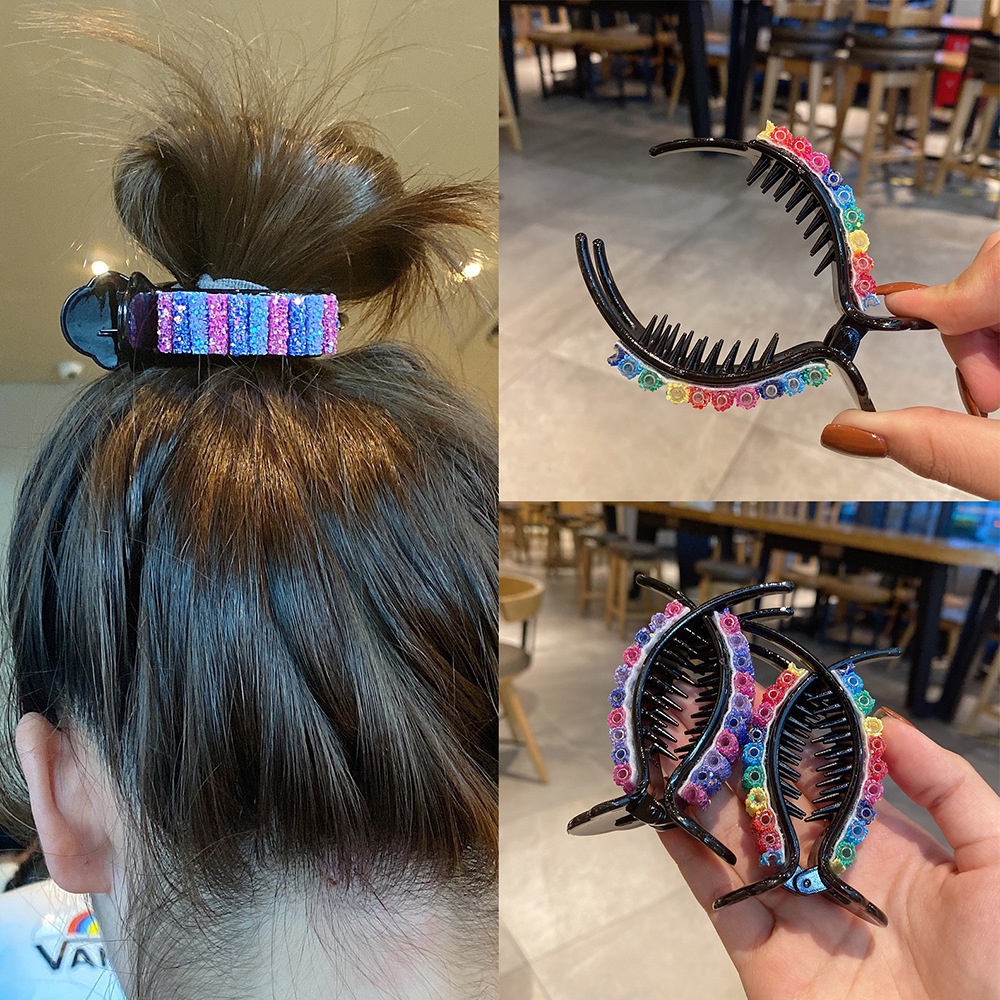 Kẹp Tóc Nhựa Màu Sắc Cầu Vồng Phong Cách Hàn Quốc Xinh Xắn Cho Nữ