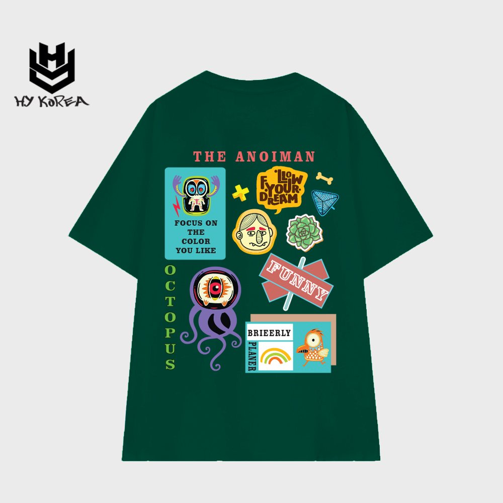 Áo phông form rộng tay lỡ HY KOREA nam nữ cotton 75% in hình The Anoiman 747