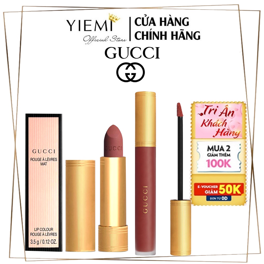 Son Gucci Rouge A Levres Matte Lipstick. chất son lì hoàn hảo, siêu mịn lên màu siêu chuẩn. Hot 2021