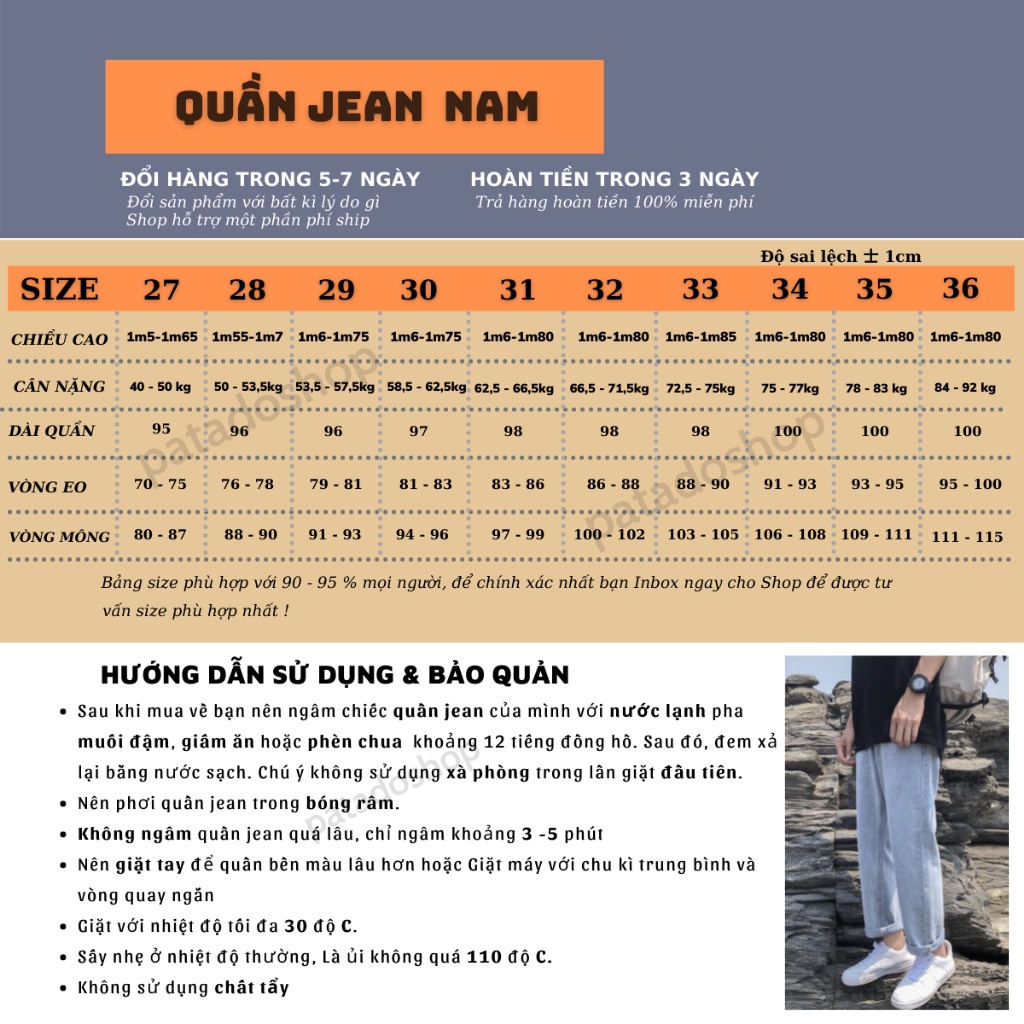 Quần jean baggy nam vải bò ống suông rộng mã TR01 style hàn quốc