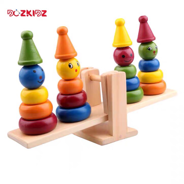 Đồ chơi gỗ tư duy sáng tạo - 4 chú hề thăng bằng - DOZKIDZ