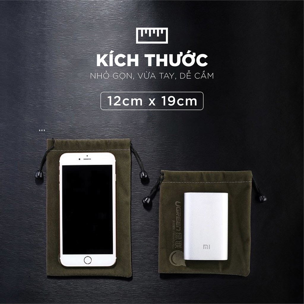 Túi đựng phụ kiện điện thoại, cáp sạc v.v có dây rút, kích thước 12x19cm Ugreen 20319