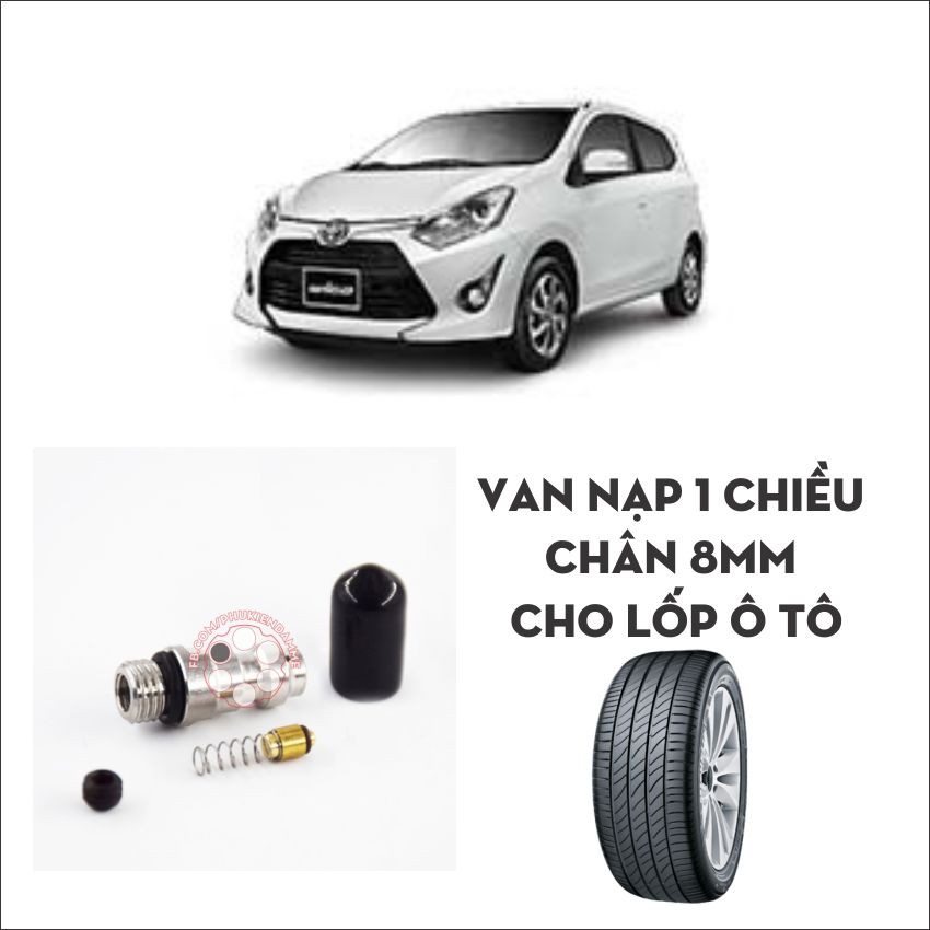 Van nạp 1 chiều chân 8mm thay thế cho van ô tô, van xe pcp