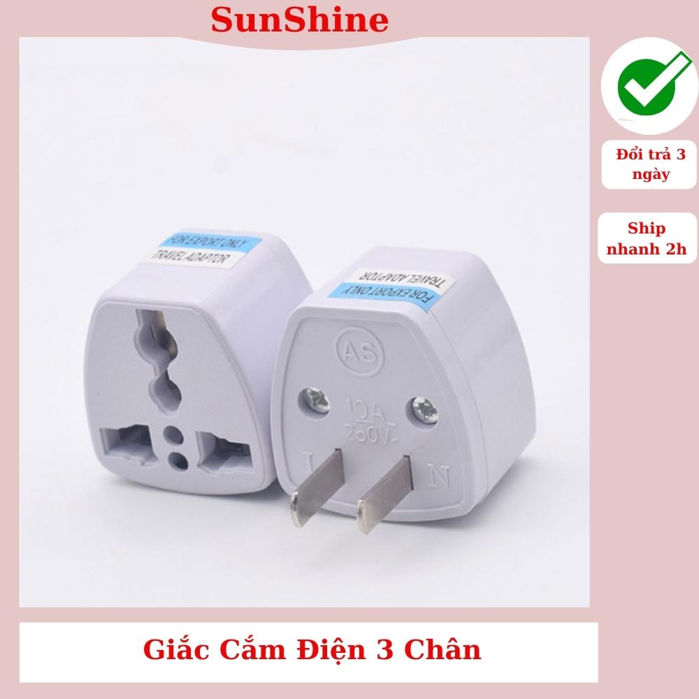 Giắc cắm Ổ cắm chuyển đổi 3 chân sang 2 chân giắc 3 chạc sang 2 chấu phích cắm nguồn 220V