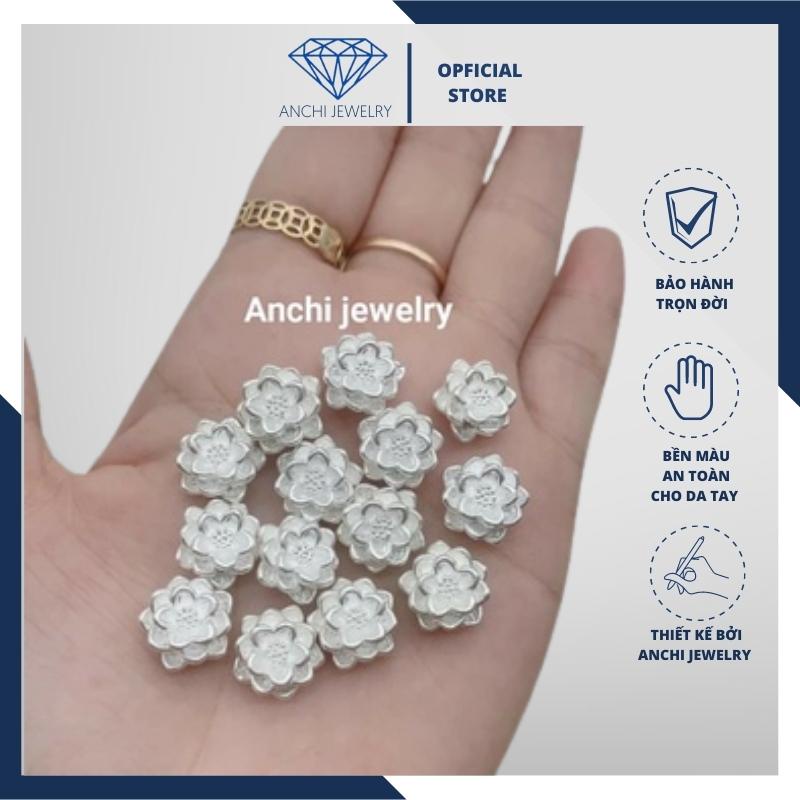 Charm hoa sen bạc mạ vàng mix vòng tay, ANCHI5055