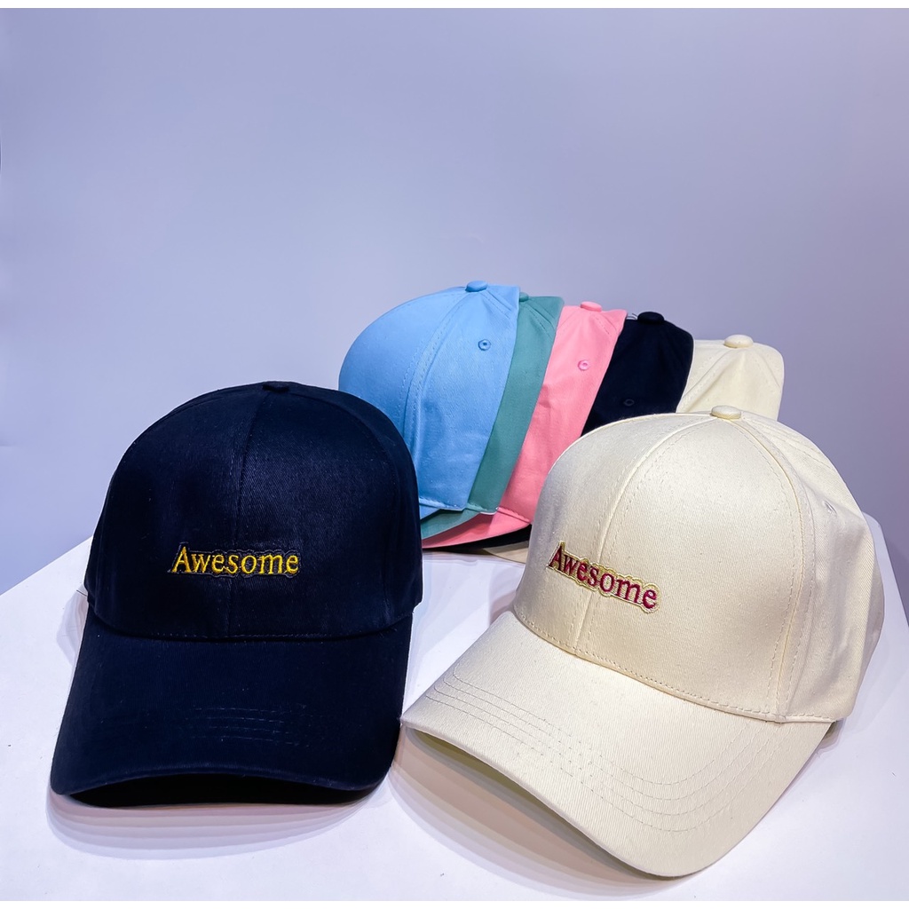 Mũ Lưỡi Trai  Cao Cấp Thêu Chữ Awesome 421 Phong Cách Ulzzang