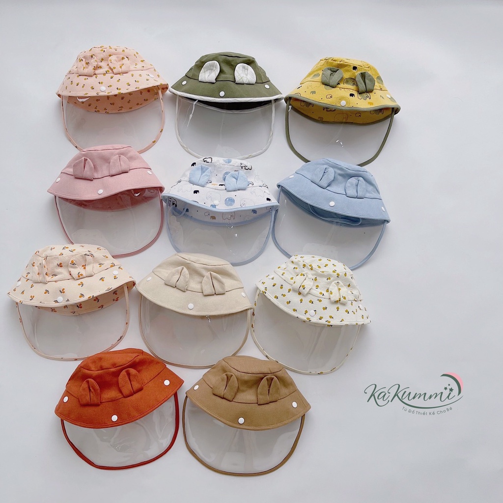 Mũ kèm tấm chắn an toàn cho bé, nón vành tròn unisex cho bé