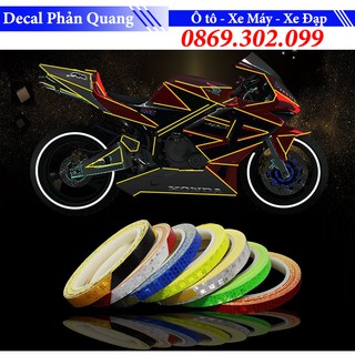 Decal dán viền phản quang 8 Mét - Nhiều màu tùy chọn