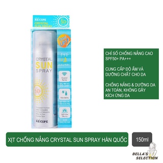 [HSD 2023] Xịt chống nắng Hàn Quốc [ RECIPE CRYSTAL SUN SPRAY SPF 50 + PA+++ ] 150ml