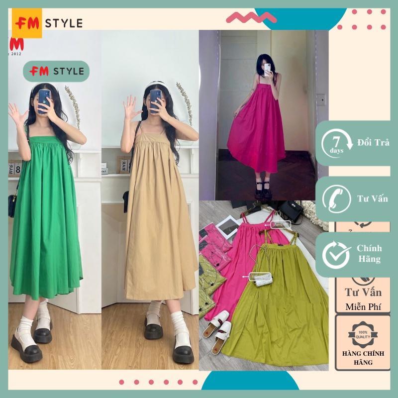Đầm BabyDoll 2 dây Nữ Cup Ngực I Váy Dáng Dài From Rộng Có Bo Chun Ôm Ngực I Fmstyle Shop 220310020
