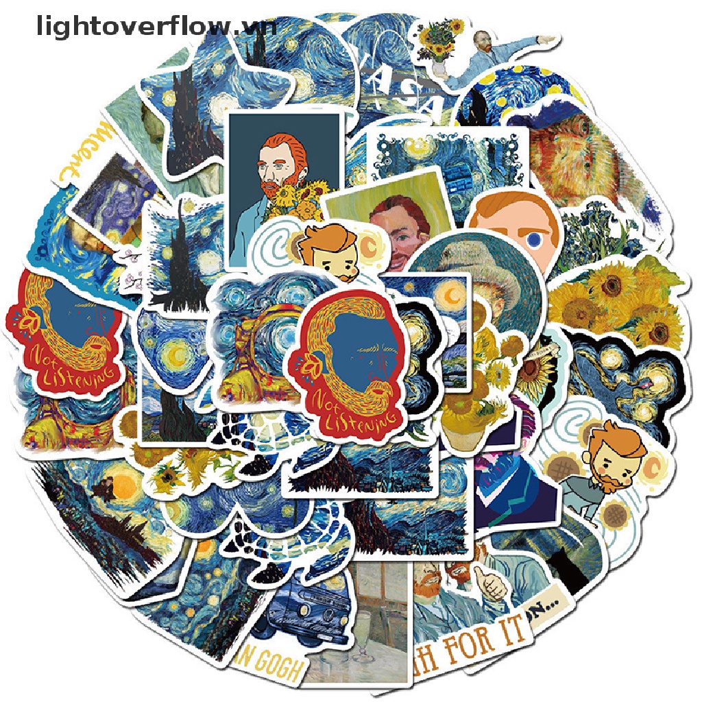 Set 40 Sticker Vincent Willem Van Gogh Dán Tường Trang Trí