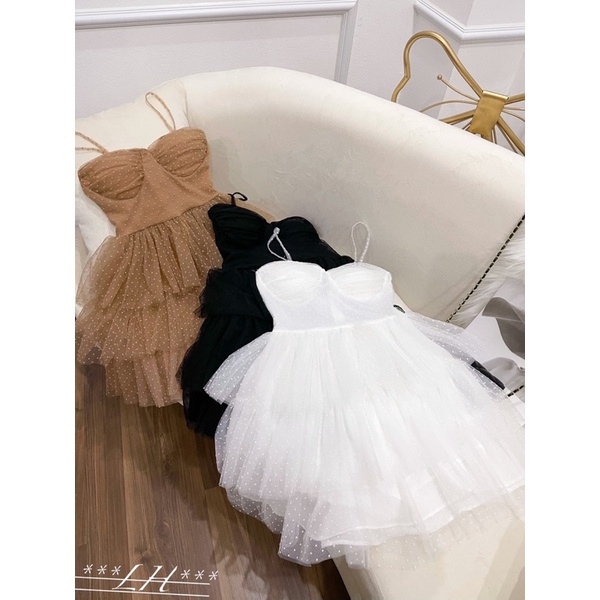 Đầm cup ngực ren bi chân tầng