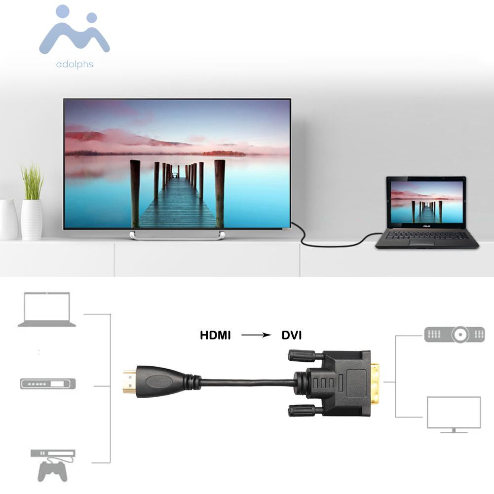 adolphs HDMI-compatible to DVI-D 24+1 Pin Monitor Display Adapter Cable Male/Male Gold HD HDTV