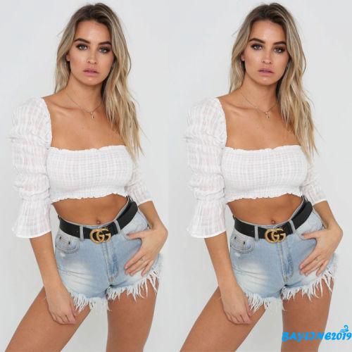 Áo hai dây trễ vai nhún bèo phong cách quyến rũ dành cho nữ