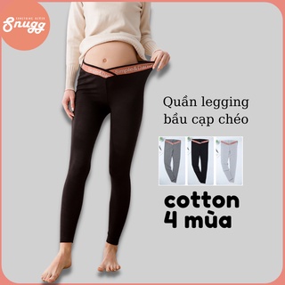 (70-82kg) Quần legging bầu cạp chéo Dandelion dáng dài cotton-Snugg SNU1987