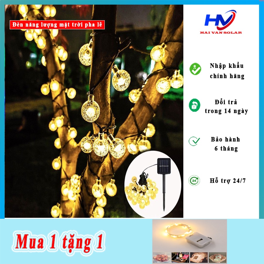 Dây/Bóng Đèn Led Tròn Pha Lê Năng Lượng Mặt Trời 8 Chế Độ Có Nút Cảm Ứng Chống Nước Trang Trí Sân Vườn/Giáng Sinh