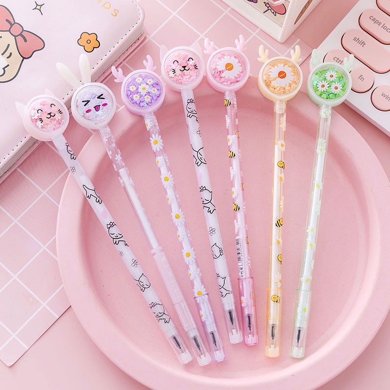 Sáng bóng Bướm hoạt hình Bút gel 0,38mm Bút gel Bút mực đen Quà tặng Học sinh Đồ dùng trẻ em Dụng cụ viết