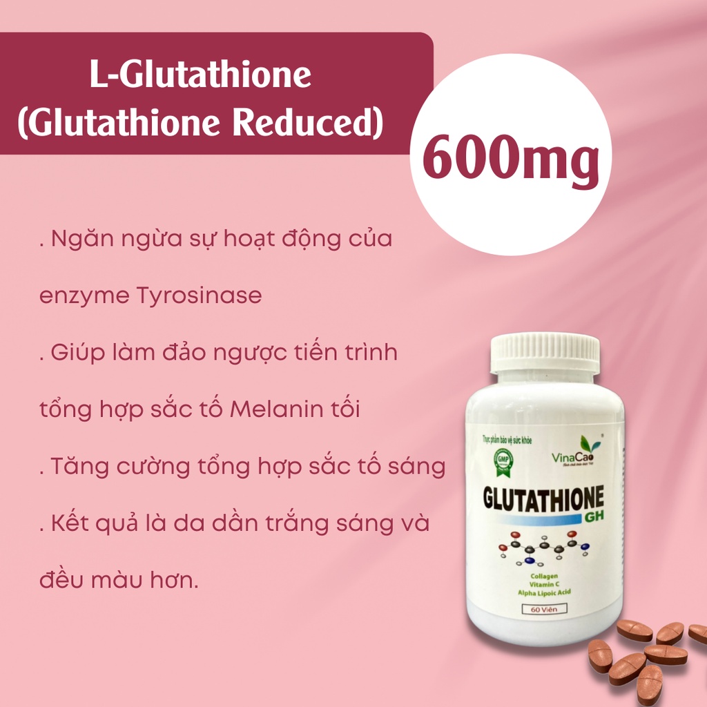 Viên uống trắng da Glutathione Collagen GH Vinacao hộp 60 viên nén