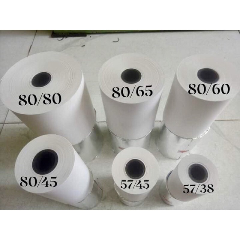 Cuộn giấy tính tiền Oji khổ 80mm và khổ 57mm.