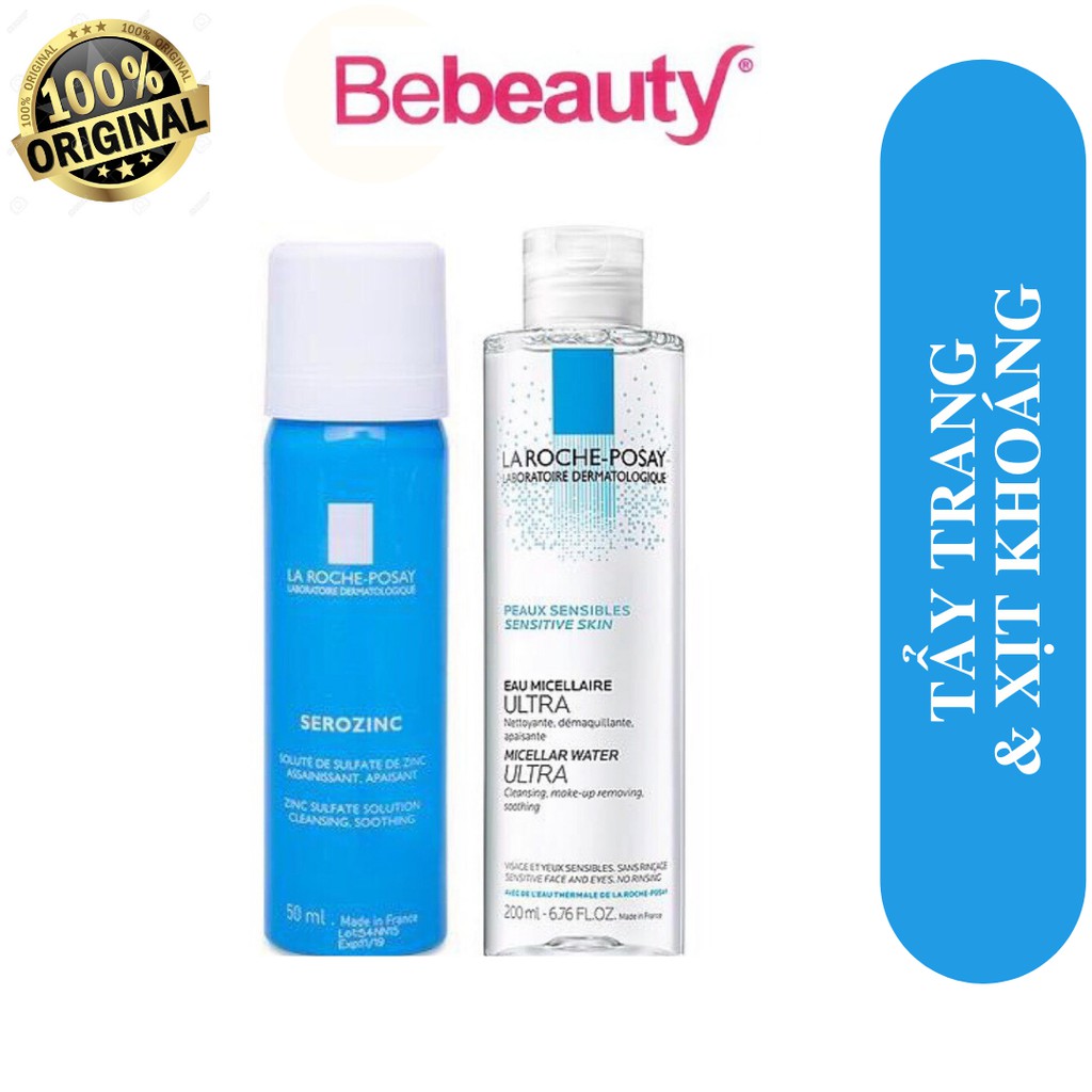 COMBO Nước Tẩy Trang Cho Da Nhạy Cảm La Roche-Posay 200ml &amp; Nước xịt khoáng La Roche-Posay 50ml (0514430 + 0513575)