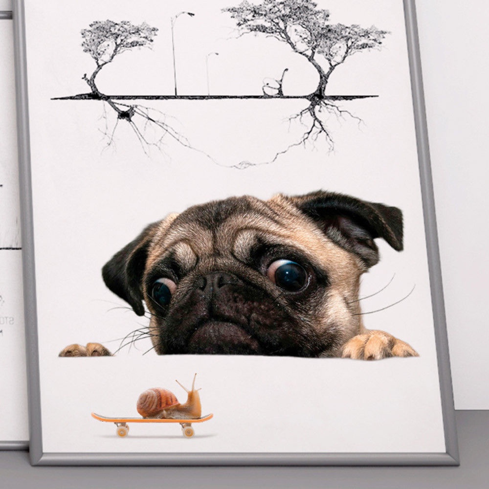 Miếng dán trang trí xe hơi/laptop hình chú chó Pug 3D dễ thương tiện lợi
