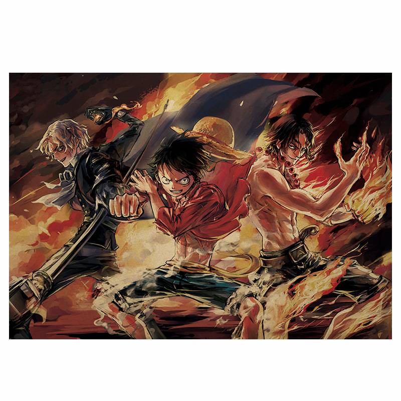 Tranh treo tường họa tiết One Piece "Sabo Luffy Ace" dùng cho trang trí kích thước 35x50cm
