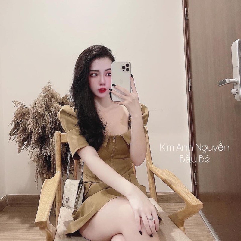 VÁY NÂU KAKI KHOÁ GIỮA | BigBuy360 - bigbuy360.vn