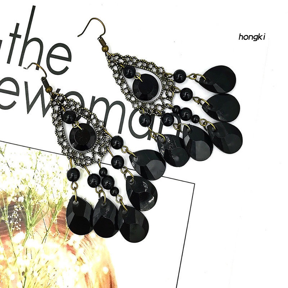 Bông tai dáng dài hình giọt nước phong cách boho thời trang cho nữ