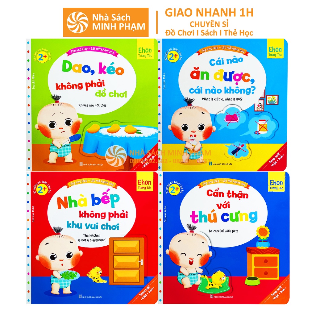 Sách Ehon Song Ngữ Việt Anh Tương Tác Lật Mở Kỹ Năng An Toàn Cho Bé Bộ 10 Cuốn