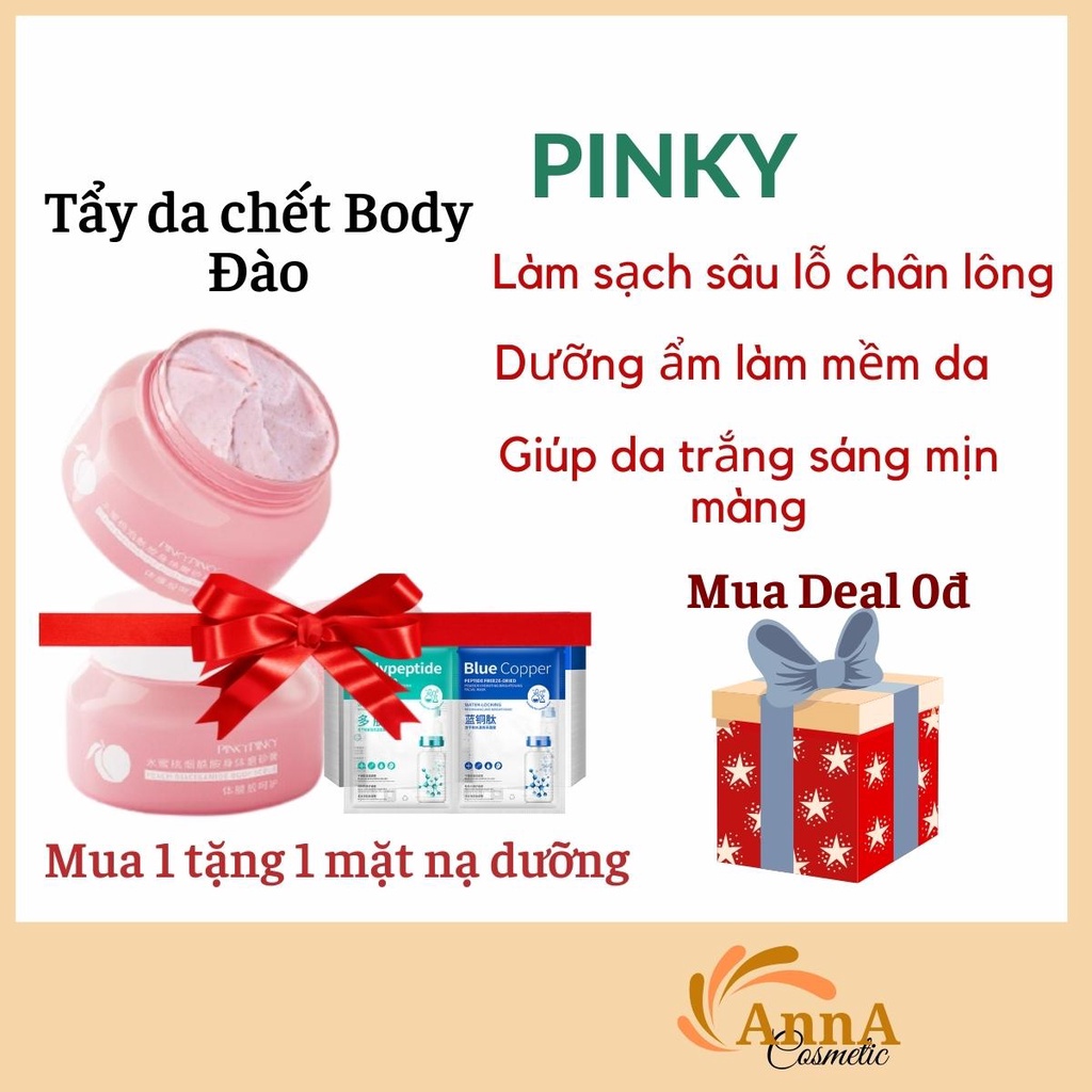 Tẩy Tế Bào Chết Tẩy Da Chết Body Đào PinkyPinky Thải Độc Làm Sạch Lỗ Chân Lông Dưỡng Ẩm Cho Da Nội Địa Trung