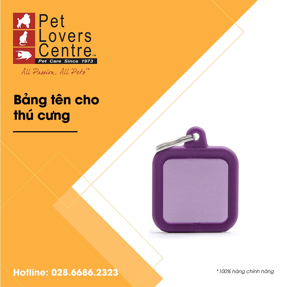 [Xuất xứ Ý] Bảng tên chó mèo khắc nội dung theo yêu cầu / Pet tag SQUARE w RUBBER