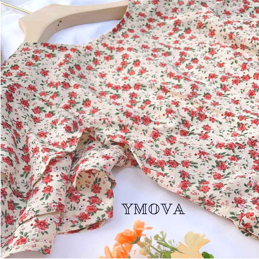 Đầm hoa nhí dáng dài YMOVA cánh tiên chất voan cát dày mềm mịn kiểu dáng Ulzzang