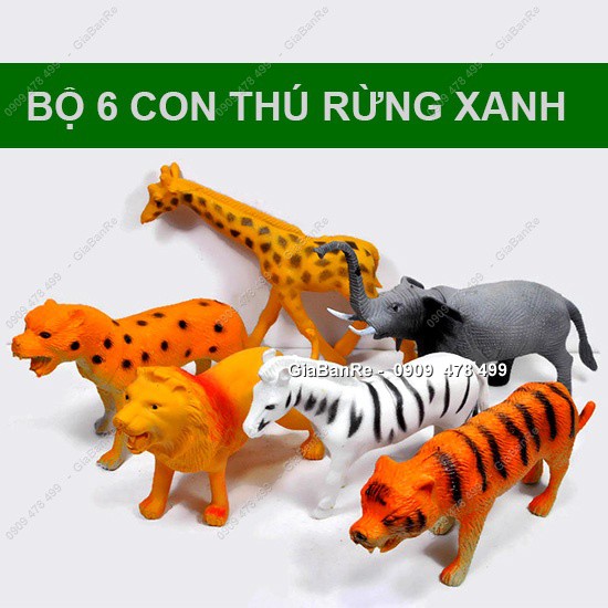 BỘ 6 CON THÚ RỪNG XANH BẰNG NHỰA TRUNG - 9329.2