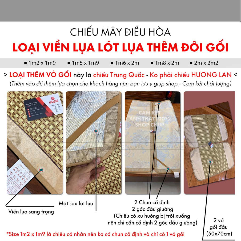 Chiếu điều hòa sợi mây tổng hợp lót lụa cao cấp 2 mặt giá rẻ 1m2 1m6 1m8