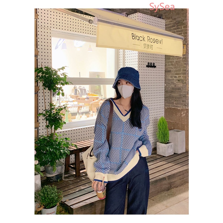 Áo sweater dệt kim tay dài dáng rộng thời trang mùa đông thanh lịch cho nữ