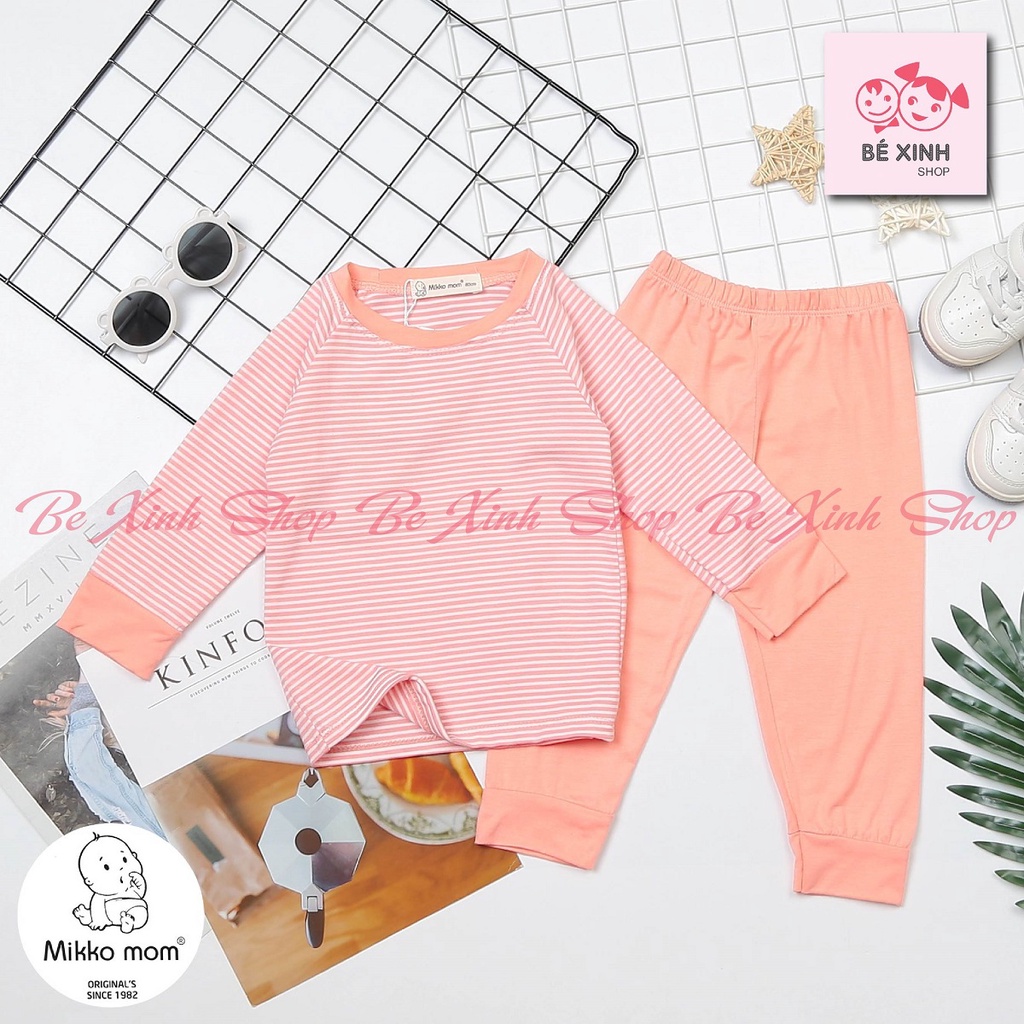 Đồ Bộ Thu Đông Dài Tay Cho Bé Trai Bé Gái Mikko Mom  Bộ Quần Áo Ngủ Cho Bé Trai Gái Thun Lạnh SỌC NHUYỄN