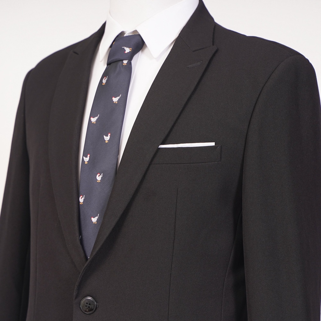 Áo vest nam đen cổ điển 1 khuy 2 túi công sở chất liệu cao cấp dày dặn The Suits House