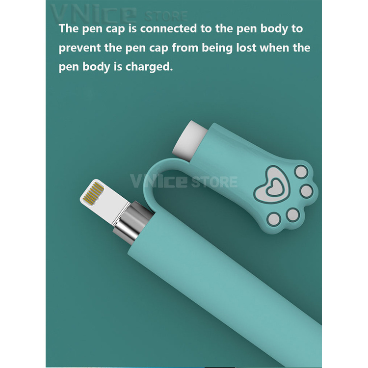 Vỏ silicon bọc bút dành cho Apple Pencil 2 1 Case Cute cat paw Color Silicone Cover