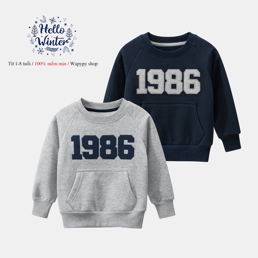 Áo số 1986 lót lông siêu ấm hàng Quảng Châu Áo nỉ bông trẻ em