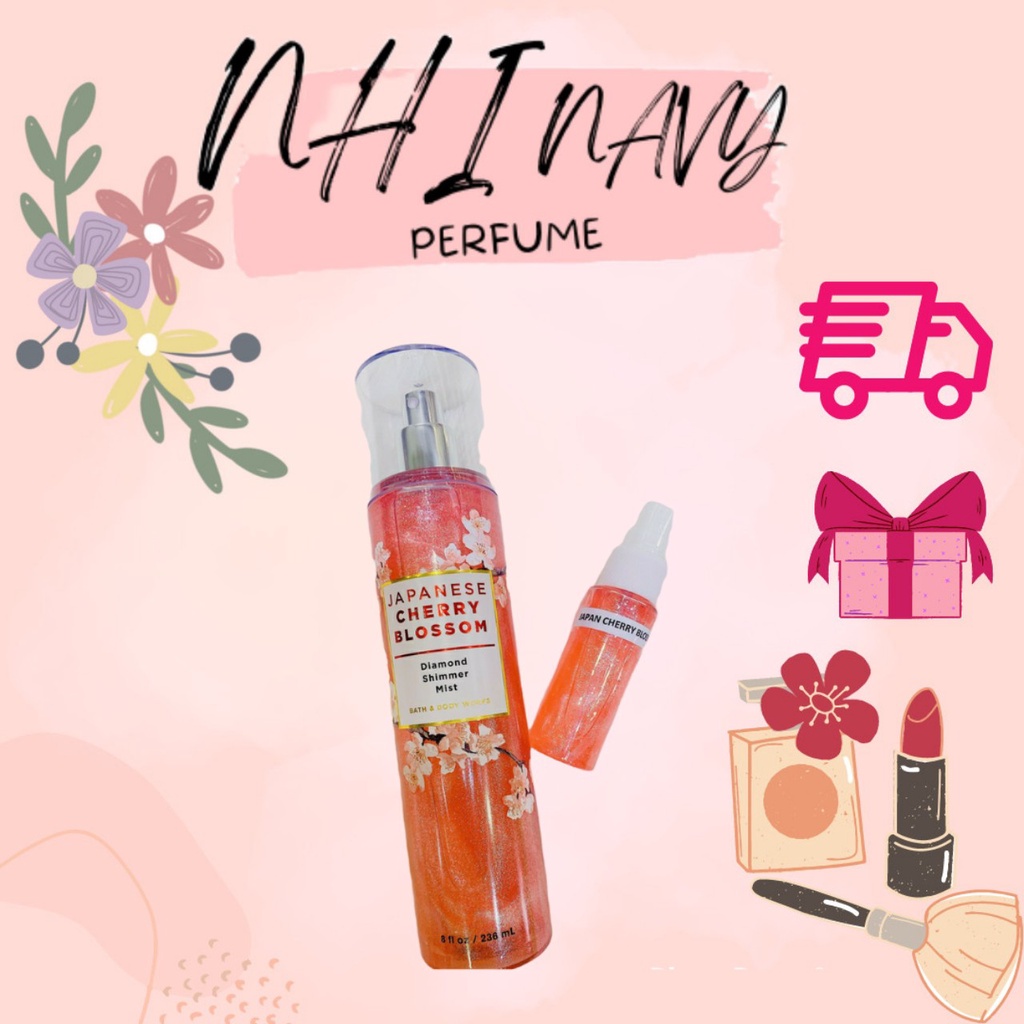 Nhi.navy [Bill Mỹ] Xịt Thơm Body Mist Bath & Body Works Japanese Cherry Blossom Shimmer