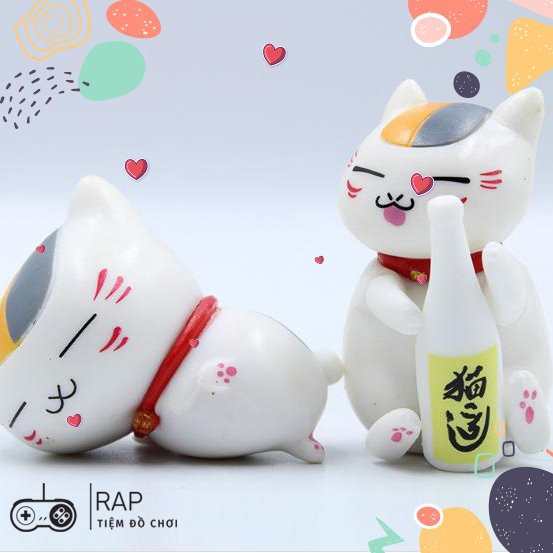 Set 6 mô hình mèo MADARA hoạt hình Natsume Nhật Bản biểu cảm dễ thương để bàn trang trí góc học tập, làm việc