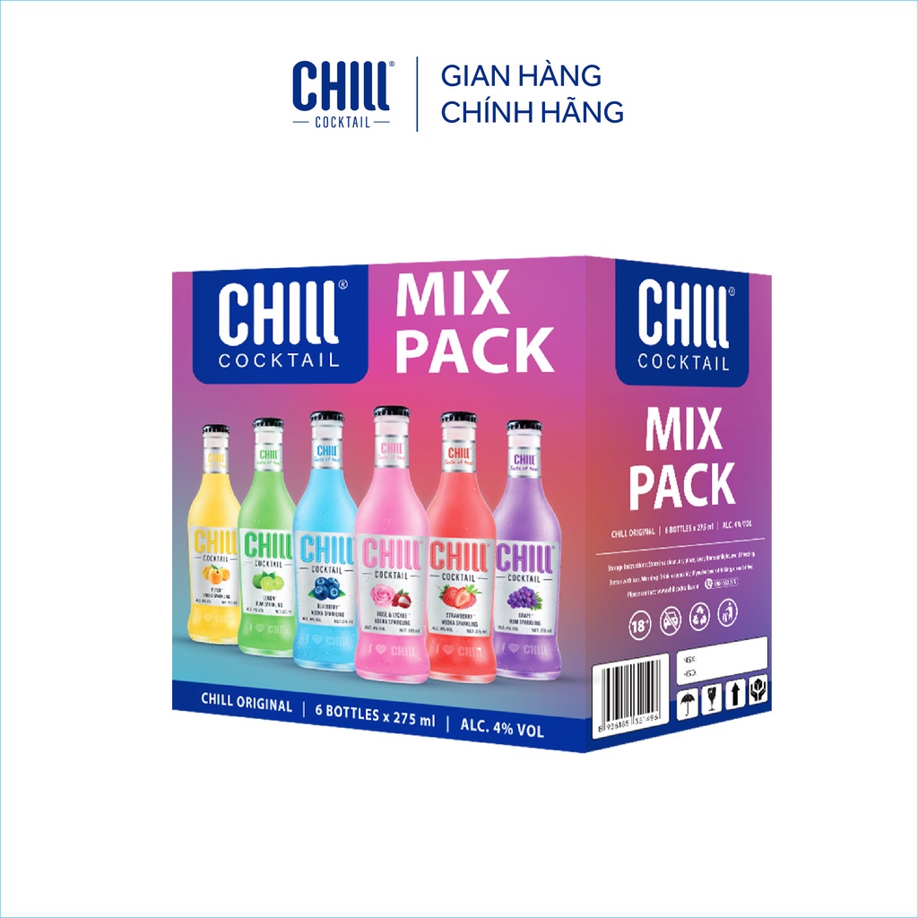 Thùng 6 chai Chill Cocktail Original mix vị 275ml (Date 2024)