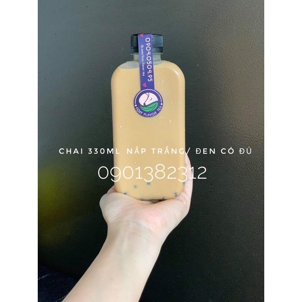 (sỉ) CHAI NHỰA DẸP VUÔNG 330ml- BAO DÀY loại 1 kèm NẮP (luu ý ship từ 5-10c tối đa 100c)