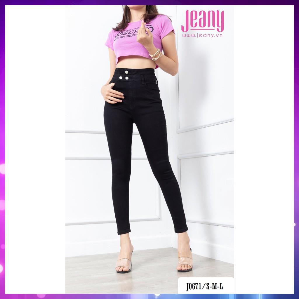 Quần Jean Nữ Lưng Siêu Cao 3 Nút Màu Đen J0671 - Jeany bảo hành chính hãng