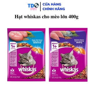 Thức ăn hạt whiskas mèo lớn vị cá biển cá thu gói 400g