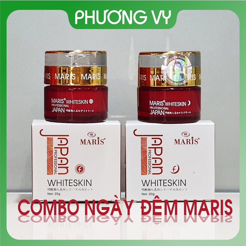 COMBO ngày đêm Maris, chuyên làm mờ nám, tàn nhang và dưỡng trắng da, kem nám Nhật Bản, mỹ phẩm Maris.