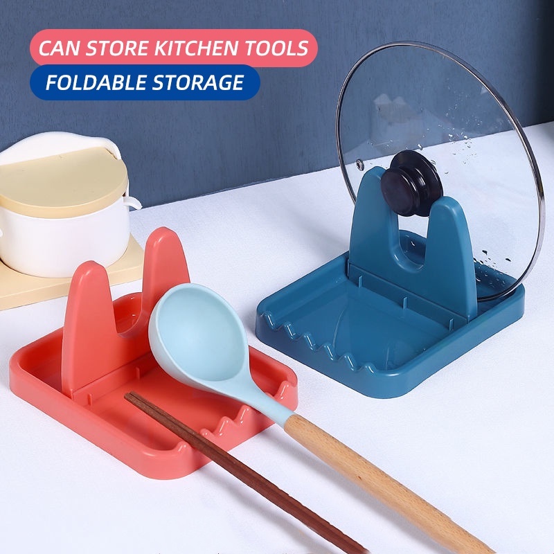 Giá Đỡ Nắp Nồi/Muỗng/Dĩa Đa Năng Bằng Nhựa Có Thể Gấp Gọn
