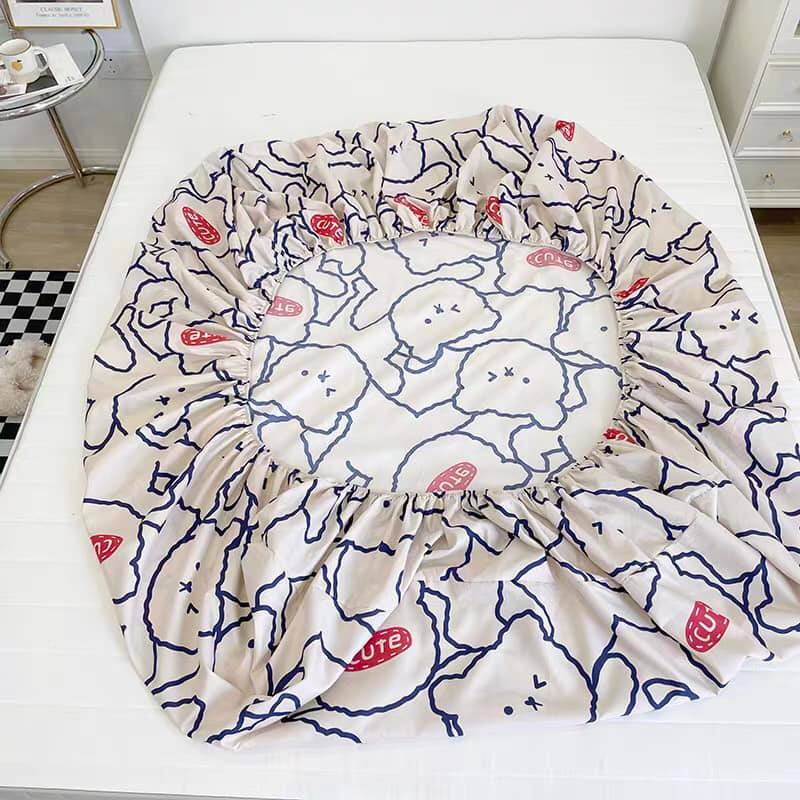 Trọn Bộ Ga Giuờng Cotton Poly 3 Món - Họa Tiết 3D - Hàng Nhập Khẩu- Set Ga + 2 Vỏ Gối Nằm